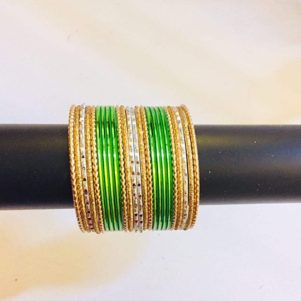 Indian Pakistani Green metal bangles set